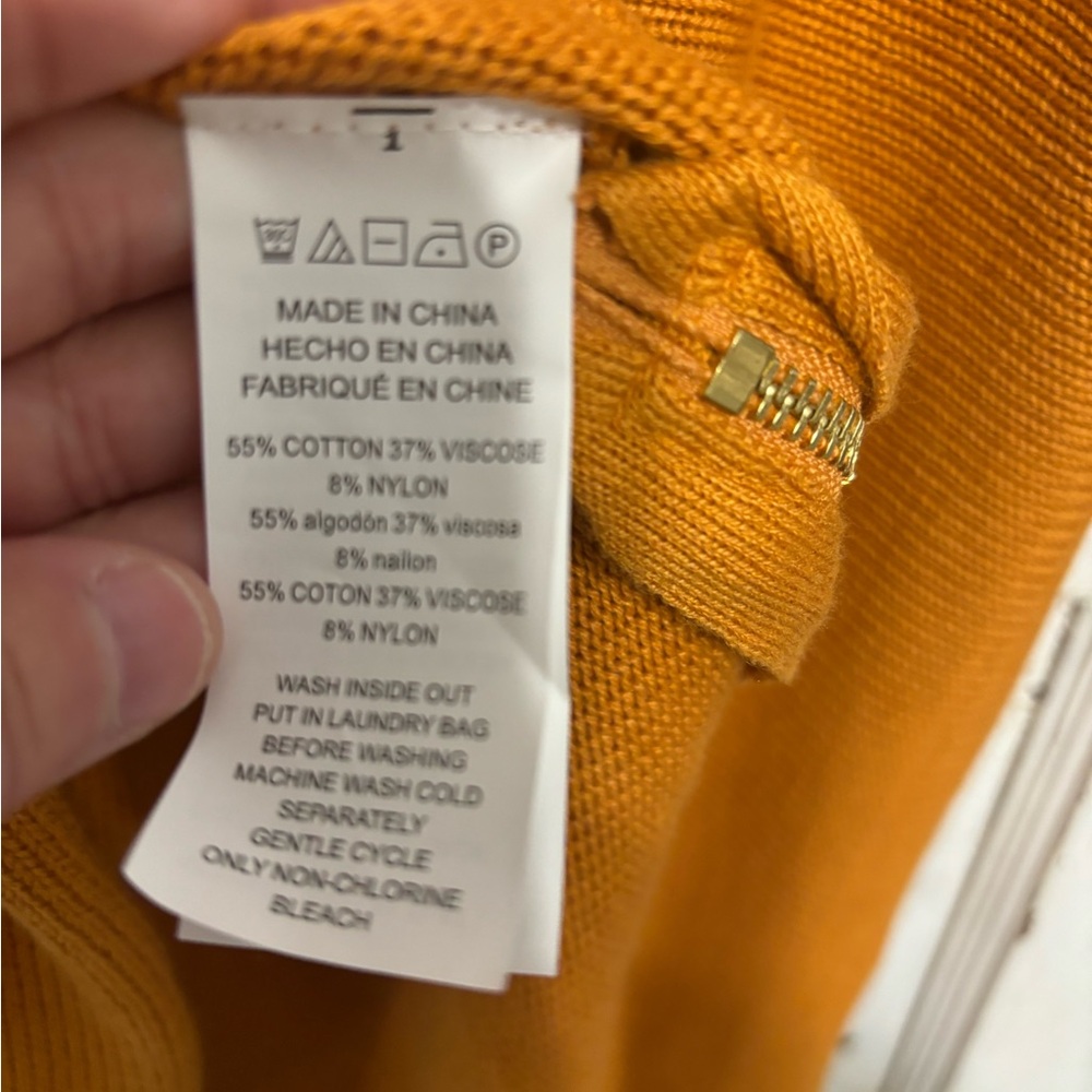 Michael Kors Orange Pullover Side Hem Zipper Knit Sweater Womens Size Large - Picture 8 of 11